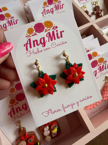 Flor de NocheBuena Poinsettia earrings
