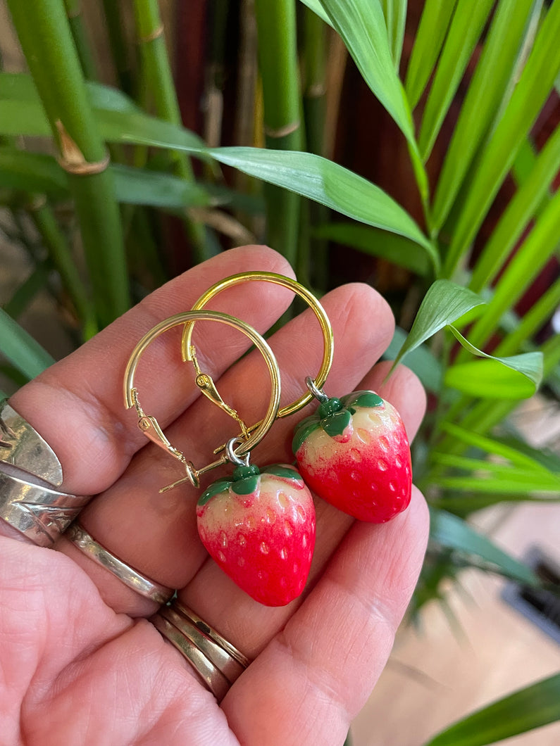 Strawberry Hoop Earrings