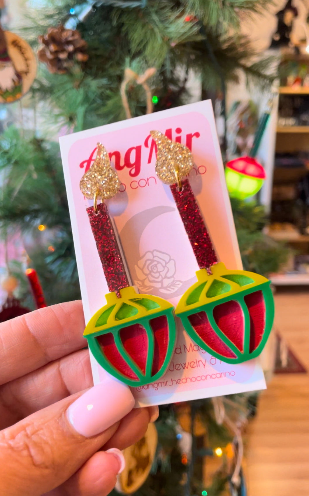 Bubbly Christmas light earrings