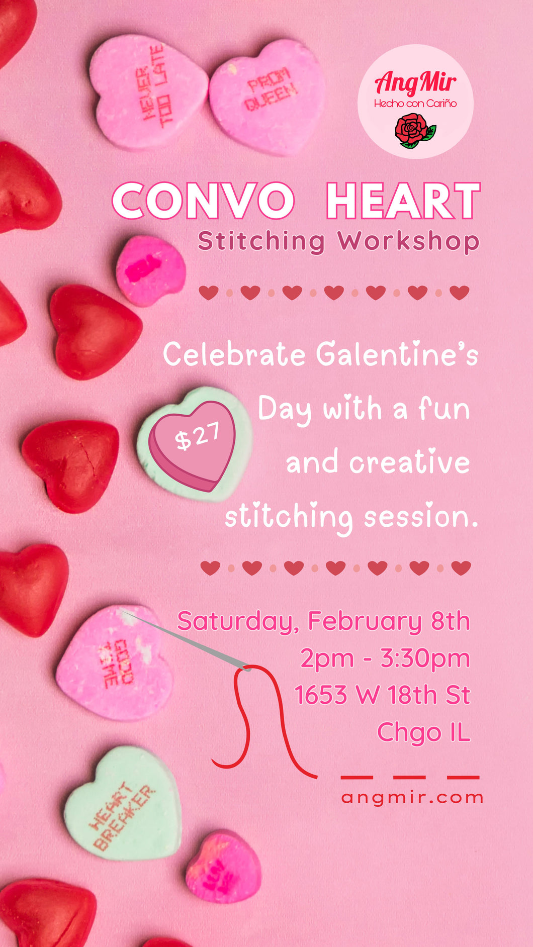 Galentines Convo Heart Stitching  Workshop