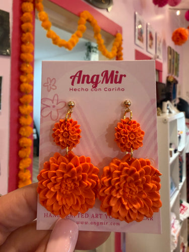 Double Cempasuchil Earrings/ Marigolds