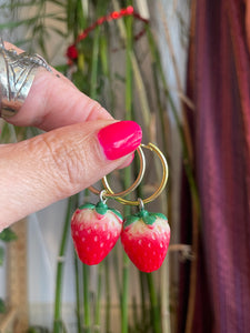 Strawberry Hoop Earrings