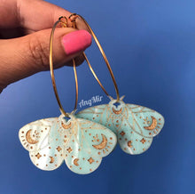 Load image into Gallery viewer, Luna Moth hoop earrings